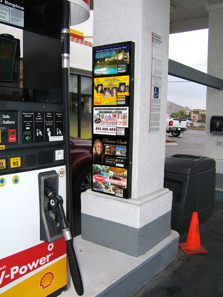 Creative Display Ads has a patented 3-panel display with business card dispensers